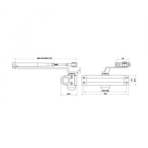 Чертёж доводчика дверного DOORLOCK DL70 EN2/3/4 - серебро