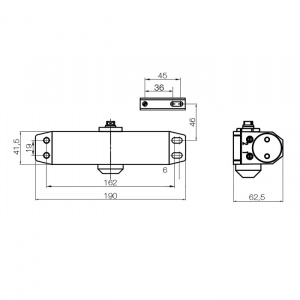 Чертёж Дверной доводчик DOORLOCK DL77N 4/5 - коричневый